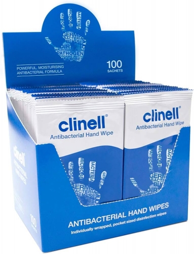 Clinell Antibacterial Hand Wipe100 Singles