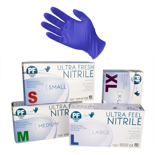 Gloves Nitrile PFree BLUE MED 100
