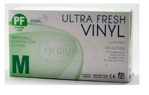 Gloves Vinyl Powder Free CLEAR Med 100